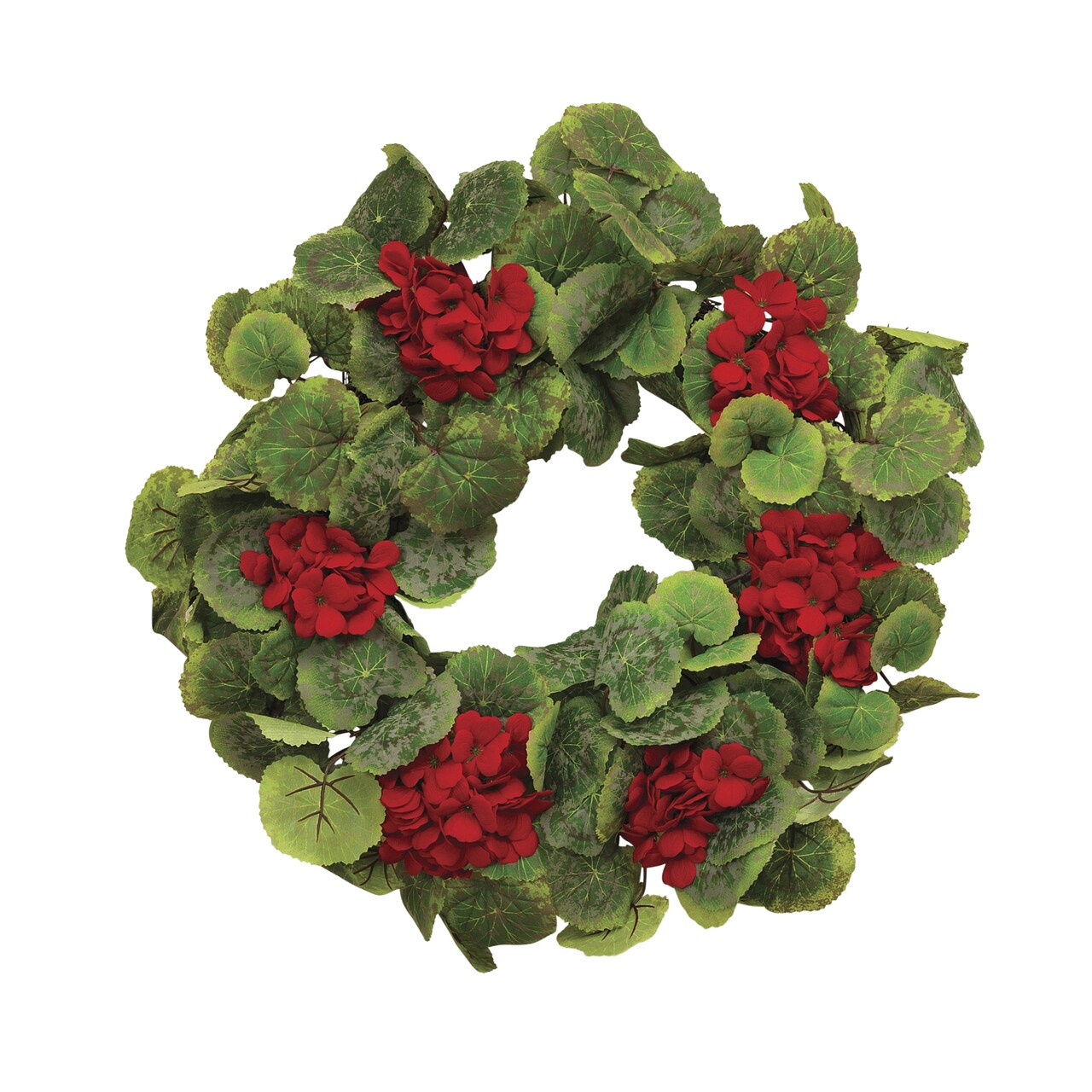 Contemporary Home Living Germanium Spring Floral Twig Wreath - 24" - Red and Green